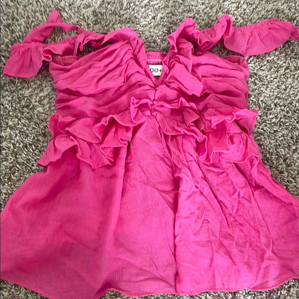 Pink Ruffled Off-Shoulder Top